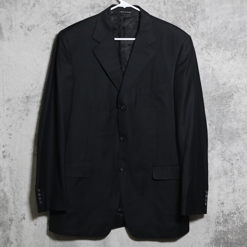 Canali Sport Coat Mens 42L Black Three Button Wool Blazer Formal Preppy Italy